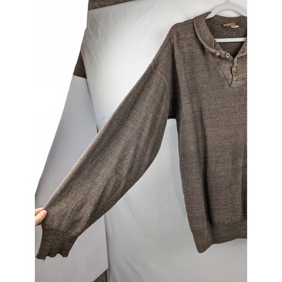 Vtg Cabelas Mens Knit Pullover Sweater Brown Button Long Sleeve XL Heavyweight - Picture 3 of 10
